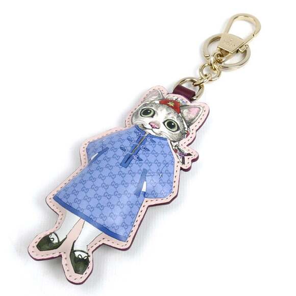 GUCCI GG Supreme Canvas Japan Exclusive Yuko Higuchi Cat Keychain Charm 85174...